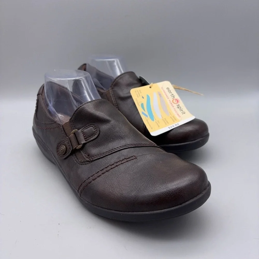 Earth Spirit Shoes Women 11 Brown Plain Cushioned Comfort Slip On Casual Loafers